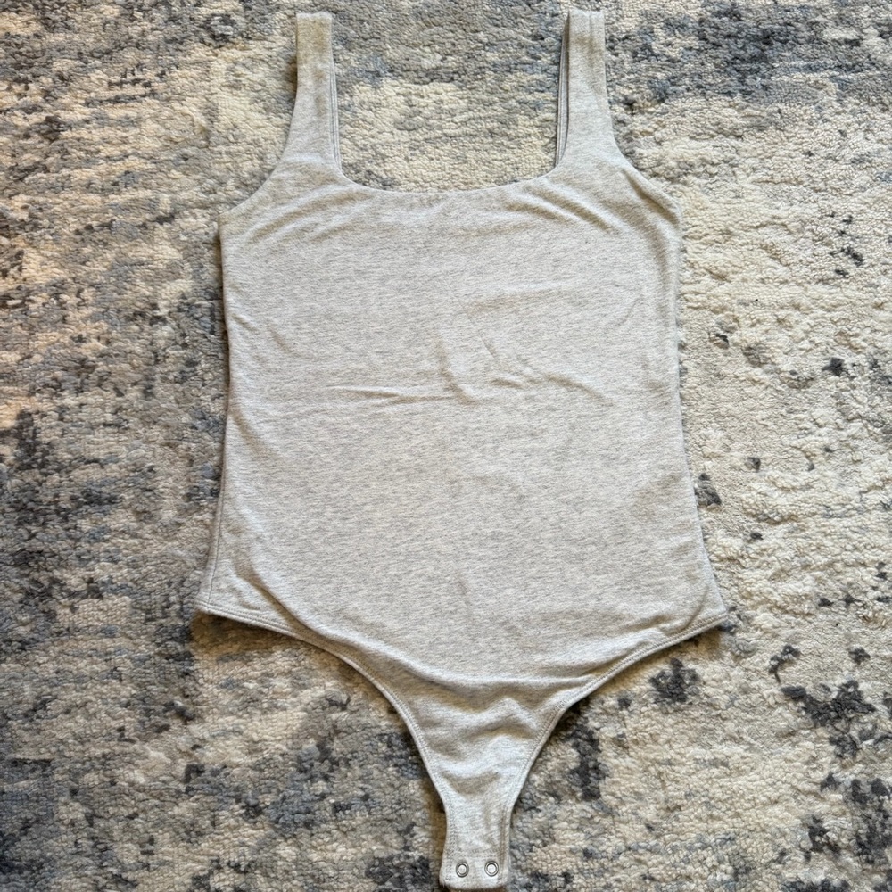 Abercrombie & Fitch Cotton Blend Seamless Fabric Tank Top Bodysuit Gray